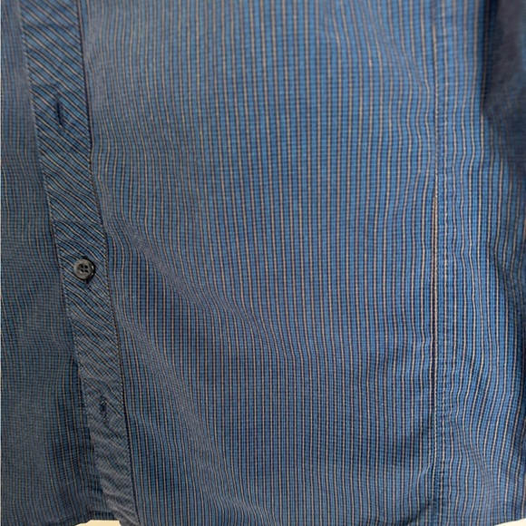 Arc'teryx Mens XL Button Front Shirt Short Sleeve Blue Micro Plaid Cotton Blend - Picture 6 of 9